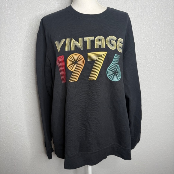 Pre-owned Unisex Black  Pullover sweatshirt Birthday year 1976 -cp - Picture 2 of 5